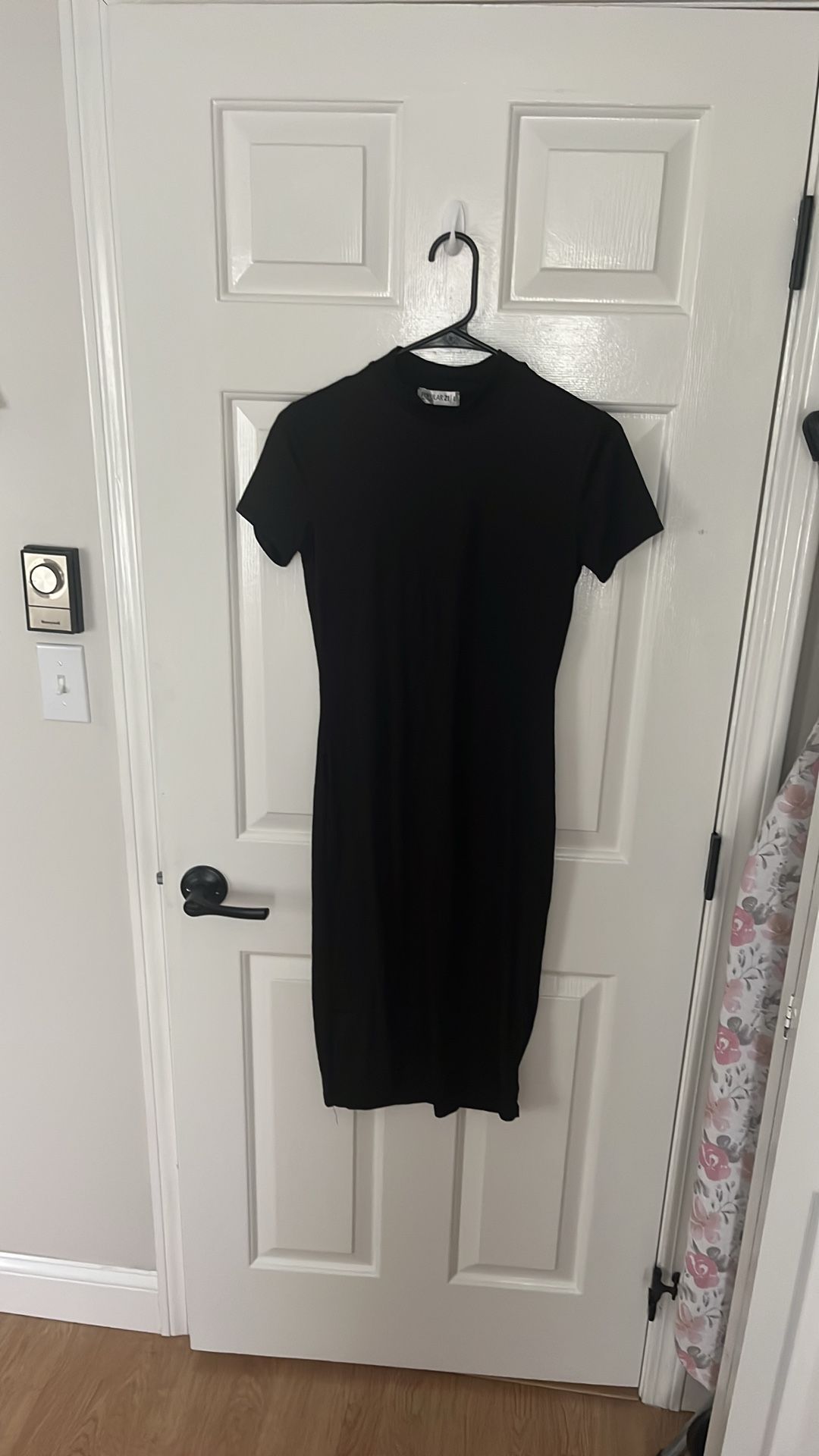 Black Mock Neck T-Shirt Dress - Size L