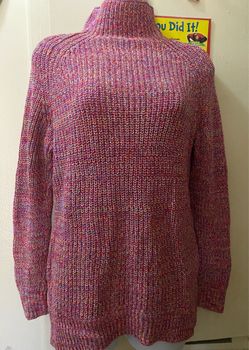 Style & Co women's pink multicolored knit turtleneck sweater, size M.