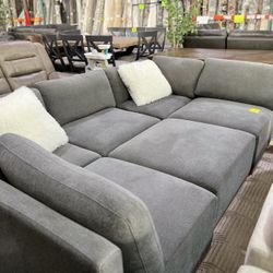 Henredon Murphy Grey Fabric Modular Costco Couch 