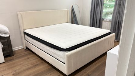 King Size Bed Frame + Mattress Like New