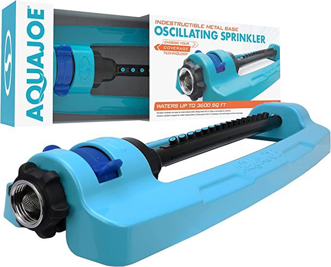Aqua Joe SJI-OMS16 Indestructible Metal Base Oscillating Sprinkler with Adjustable Spray, 3600-Square Foot 