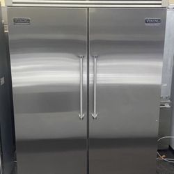 Viking 60” Freezer And Fridge Stainless Steel 