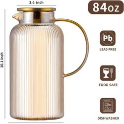 Glass Pitcher with Lid, 84oz/2.5 