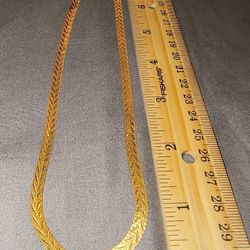 Aurafin 14KT Yellow Gold, Reversible, Heavy 5mm Herringbone 18" Necklace