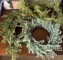 Faux Wreath, leaves, + embellishments