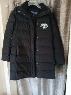 Philadelphia EAGLES Lands End Puffer Womens Coat With Faux Fur Hoodie XS