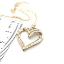 10kt Gold Necklace And Pendant Combo Heart With Bagguettes .35ctw 2.45grams 18” 151935 14