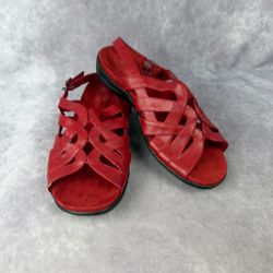 Easy Street Red Comfort Wave Sandals Womens 8.5M Cutout Slingback READ