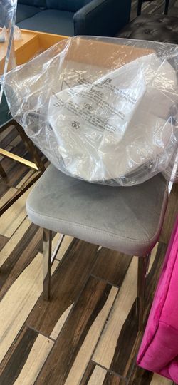 Gray Upholstered counter Stool with Chrome Legs