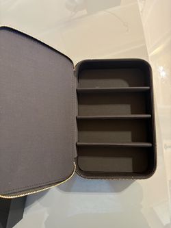 Black Travel Jewelry Box with Gold Zipper