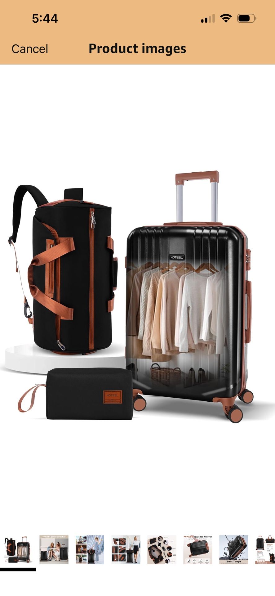 New 3 Piece Carry on Luaagae Suitcases Set with Spinner Whells & TSA Lock Carry on Suitcase ABS+PC Hard Shell Lightweight Travel Suitcases Black