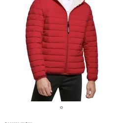 XXL Calvin Klein Men's Hooded Down Jacket, Quilted Coat, Sherpa Lined 