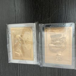 2 Promint 22 Karat Gold Baseball Cards In Thick Cases - Barry Bonds & Roger Clemens 