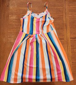 Multicolor Striped Spaghetti Strap Summer Dress Size M