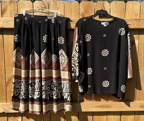 C.M. SHAPES Black/Tan/Cream Skirt Set wear) Le