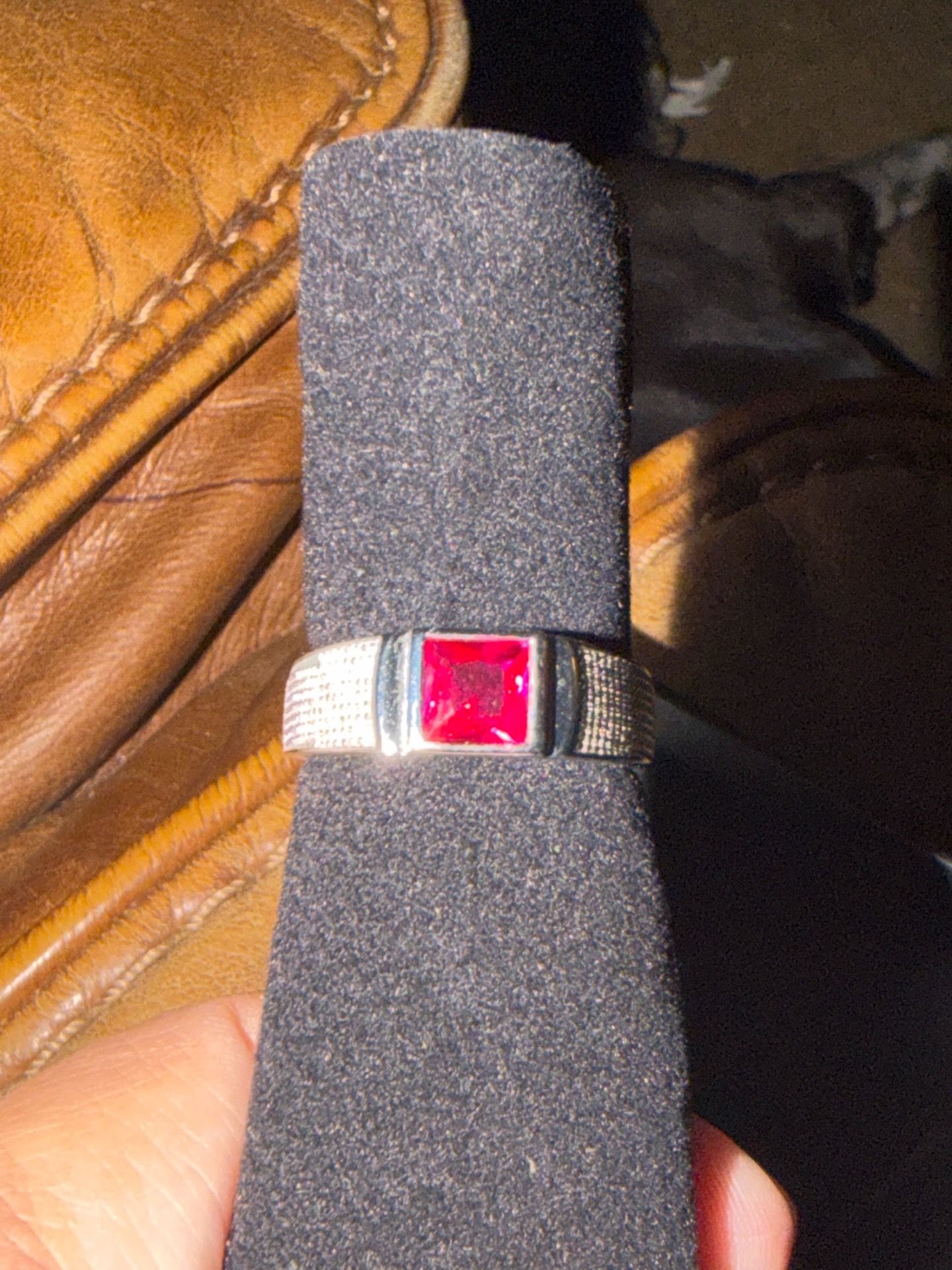 Men’s ruby and Moissanite ring sz 10