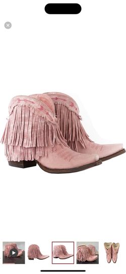 Pink Junk Gypsy Spitfire Snip Toe Fringe Boots Blush Pink Leather Women's