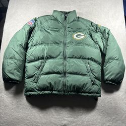 Vintage Reebok Green Bay Packers Jacket Men’s XL Down Filled Puffer