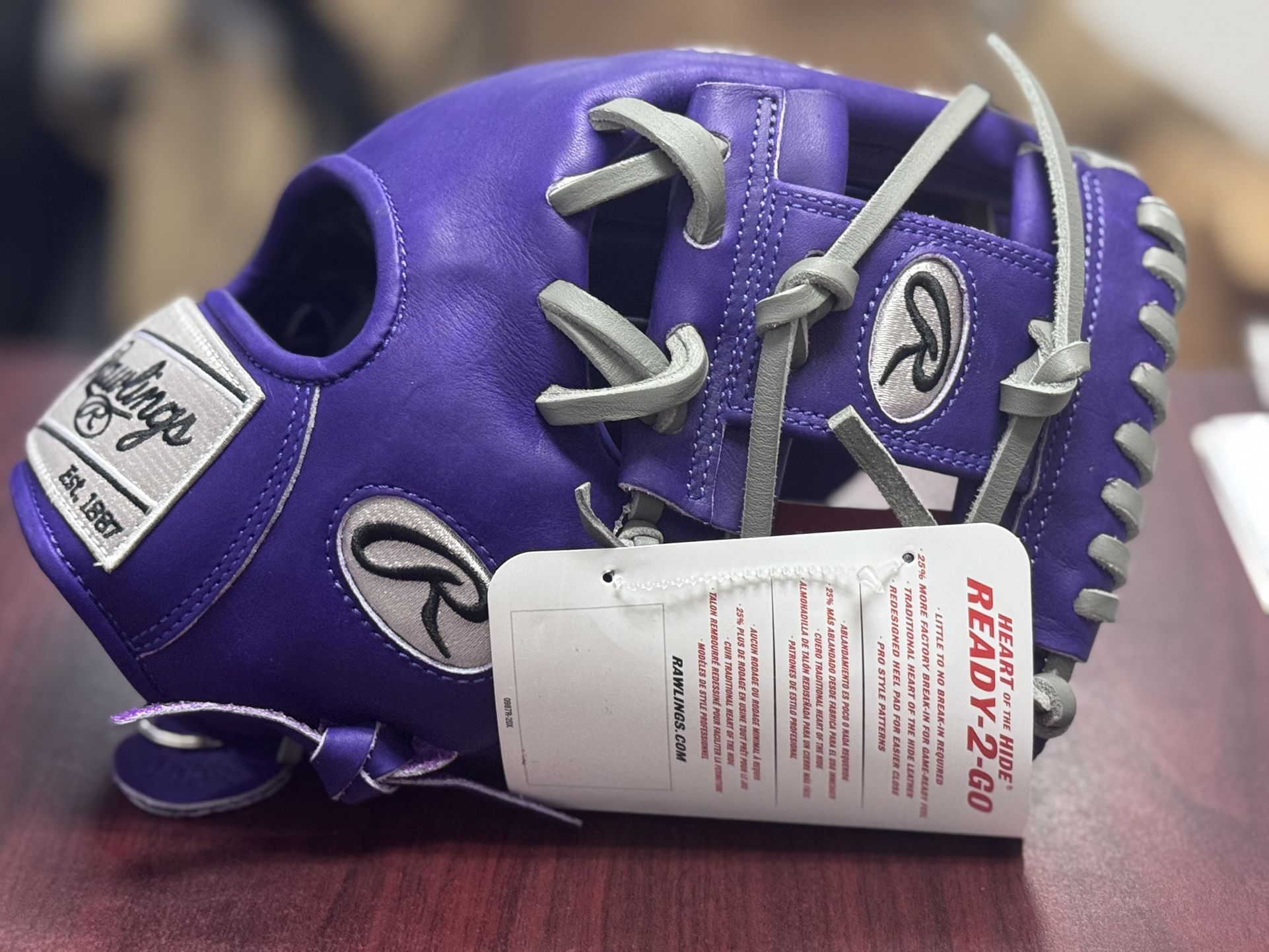 Rawlings HOH R2G 11.5” PROR204-2PUGR Purple/Gray Pro I-Web Infield Glove NWT