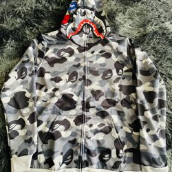  Black Camouflage  (M) Bape Hoodie Shark Jacket Full-Zip Hooded