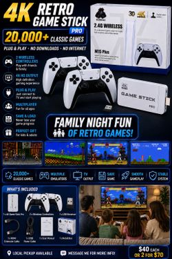 🔥 4K Retro Game Stick Pro – 20,000+ Classic Games 🔥