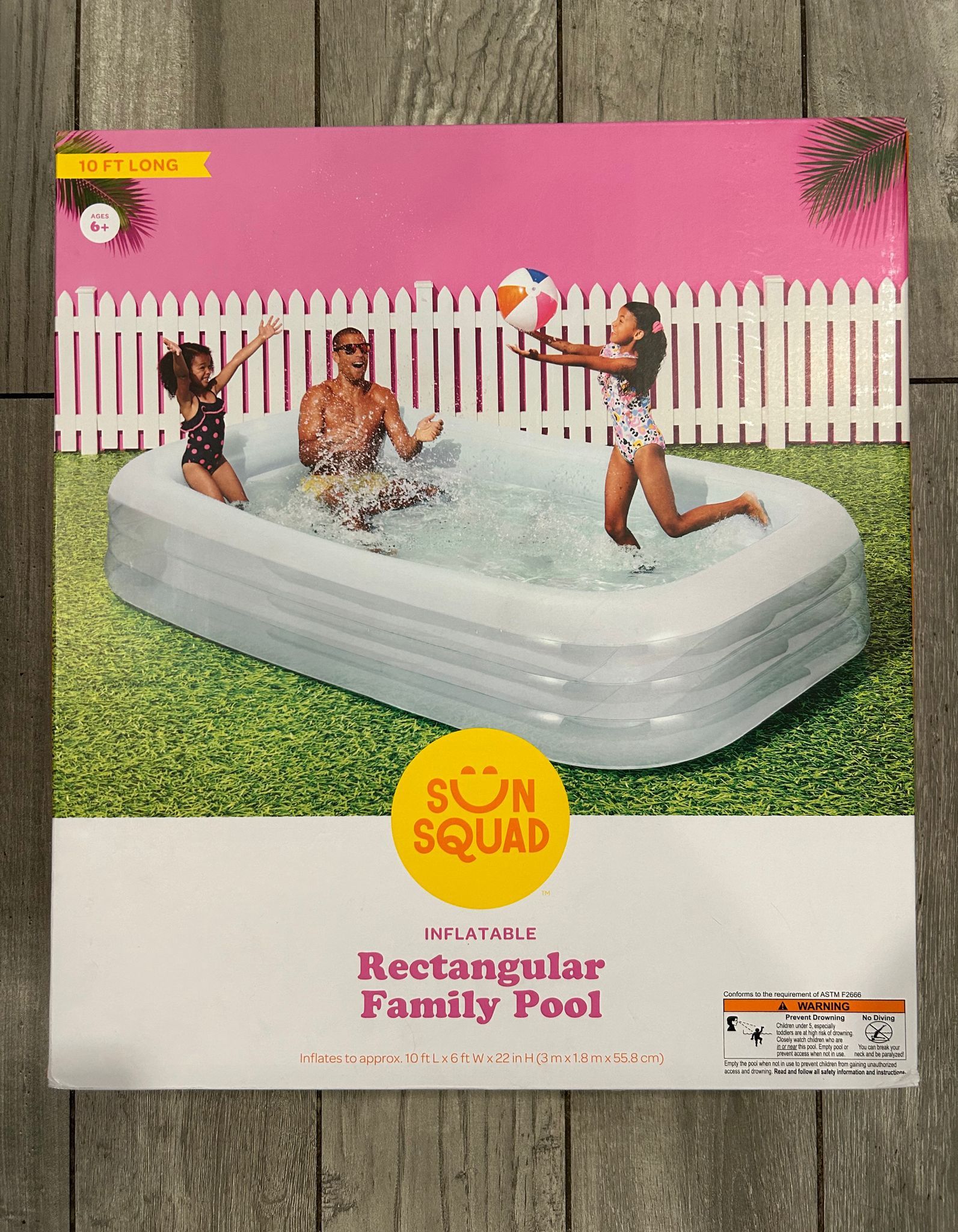 6' x 22" Deluxe Rectangular Family Pool Blue - Sun Squad