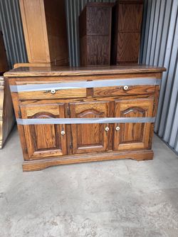 Wood Console Cabinet with Drawers and Shelf