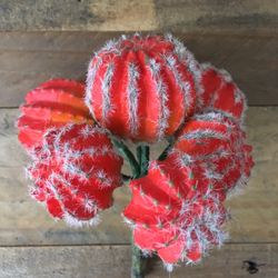 Garden artificial pom pom red succulent 6”hx5”w NEW