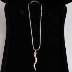 Christian Dior Horn Necklace 14K Gold Filled Signed 1970s Vintage Pendant Minimalist Boho Jewelry