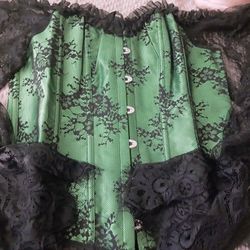 Ladies "GREEN CORSET  WITH SLEEVES."  sz XL
