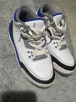 Air Jordan 3 White Blue Gray Sneakers