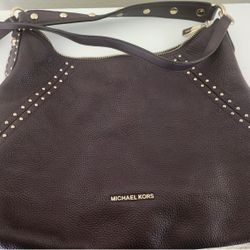 Michael Kors Damson Leather Plum Handbag 