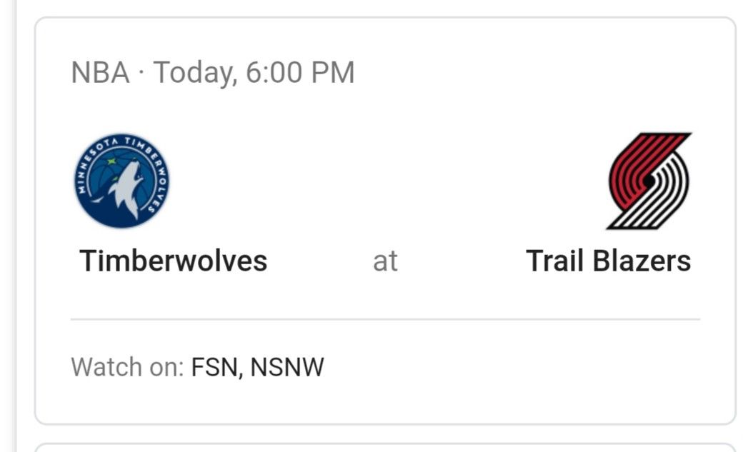 Trail blazers vs minnesora Timberwolves (sunday)