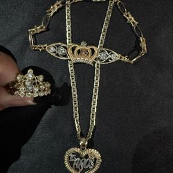 Quince 14k Gold Bracelet With 10k Gold Ring And Necklace 