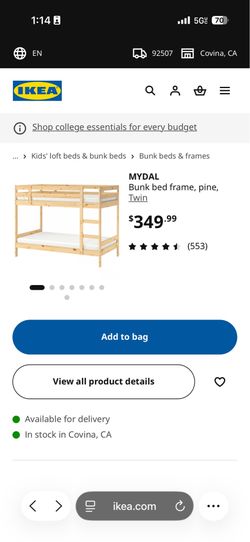 IKEA MYDAL Bunk bed frame, Twin