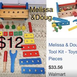 $12 Wooden Tool Kid 24 pieces Mellisa & Dough in great condition Teach Motor skills Coordination etc
