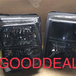 *SCRATCHED* #OH199 2011-2016 Ford F-250 F-350 F-450 Super Duty Black Out Halogen Headlight Head Lights Pair Set
