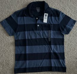 NWT GAP Men's Striped Polo Shirt with Pocket - Size Small (S) - Blue/Navy