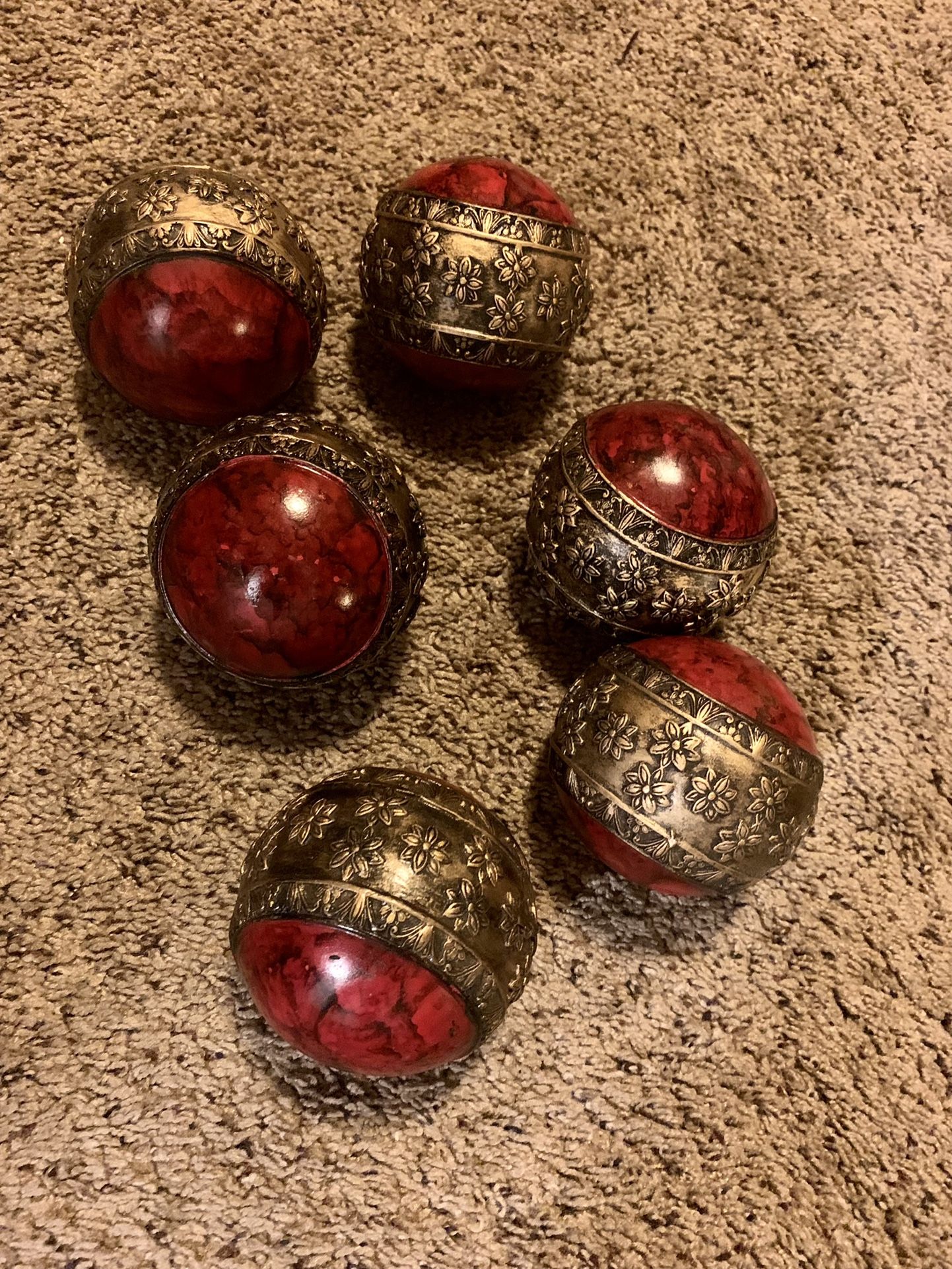 Set Of 6 Burgundy & Bronze Bowl Fillers