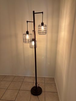 Industrial 3-Light Cage Floor Lamp