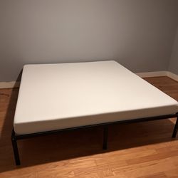King Platform Bed Frame with Mattress - LIKE NEW