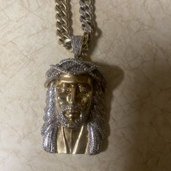 10kt Vvs Diamond Cuban With Jesus Piece 