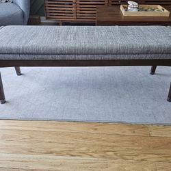 Article - Chantel 56" Walnut & Antique Ivory Fabric Bench