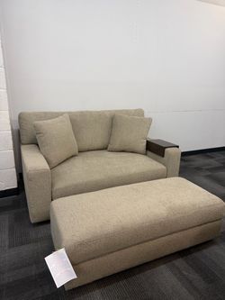 Oversized Loveseat with Ottoman and Pillows