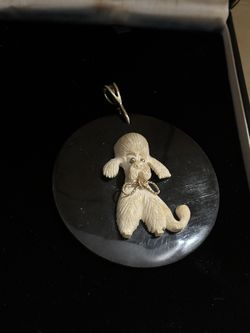 Vintage 12k Gold Carved Poodle Pendant