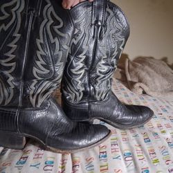 Justin's Resposado 12" Lizard Cowboy Boots Size 9½