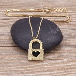 Gold Plated Heart Lock Necklace