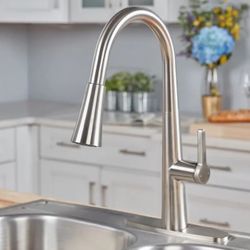 allen + roth Bryton Stainless steel Single Handle Deck-mount Pull-down Kitchen Faucet with Sprayer 1819