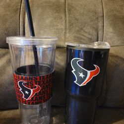 Houston Texans Metal 20oz Tumbler & Plastic To-Go Cup NFL Merchandise 