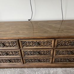 Vintage Teak 9 Drawer Dresser